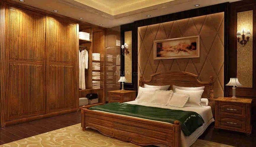 中国风家装卧室实木掩门衣柜装修图