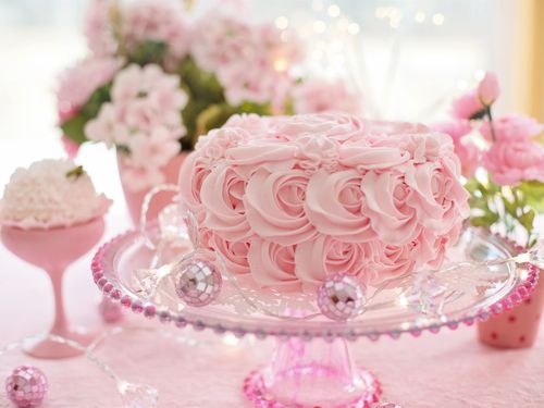 粉红玫瑰蛋糕浪漫