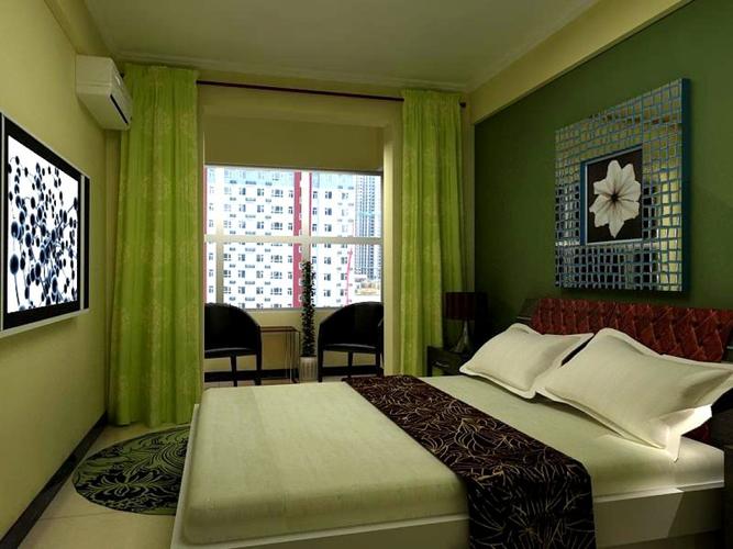 现代风格绿色卧室装修图片