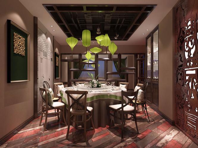 餐饮酒楼中式装修效果图用新中式设计打造古韵就餐环境