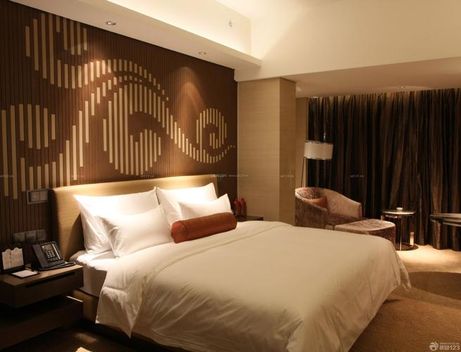 宾馆单人间床头背景墙装修效果图片
