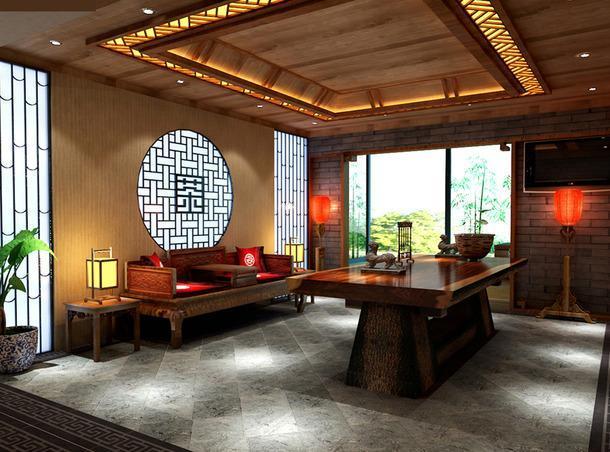 新中式风格茶楼包间装修效果图新中式风格实木沙发图片