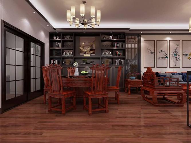 中式风格餐厅红木餐桌椅装修效果图赏析