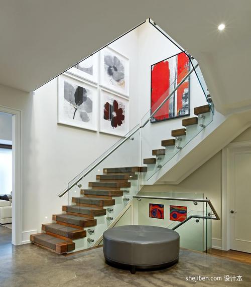 别墅楼梯扶手效果图设计图片赏析