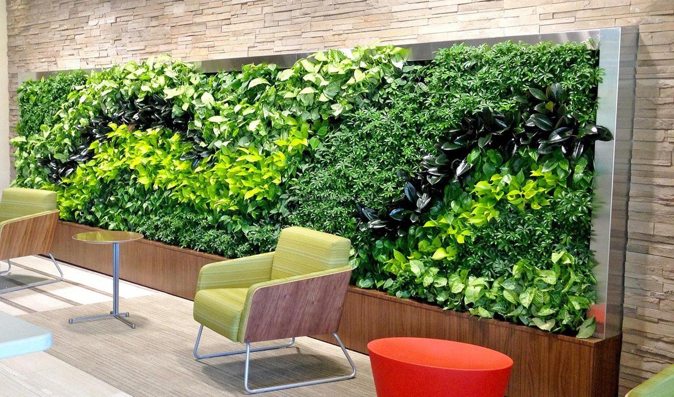 2023办公室室内绿色植物墙设计装信通网效果图