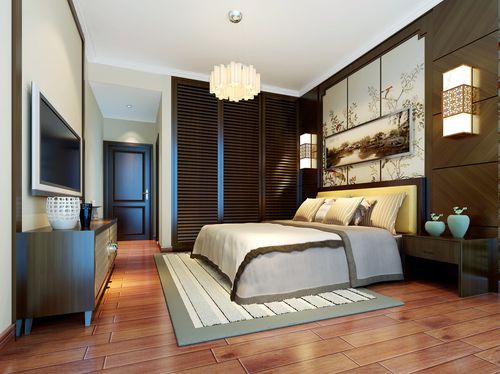 现代中式卧室装饰效果图