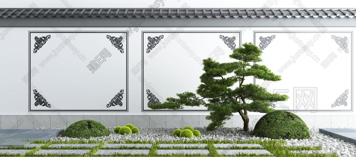 新中式庭院围墙3d模型下载