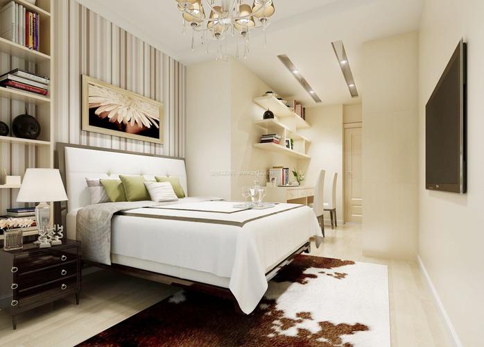 现代家居卧室设计条纹壁纸装修效果图片