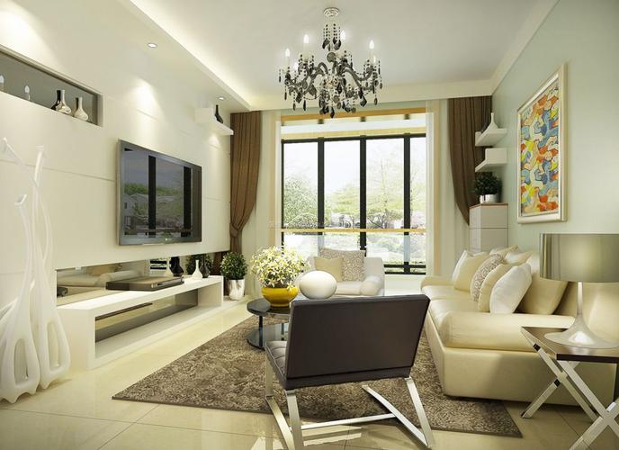 2022现代一百平米三居室客厅装修效果图片