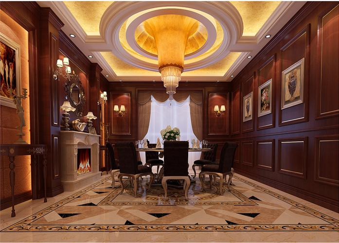 楼下一层的主要材质以木饰面为主彰显主人物的庄严金色玫瑰金的调节