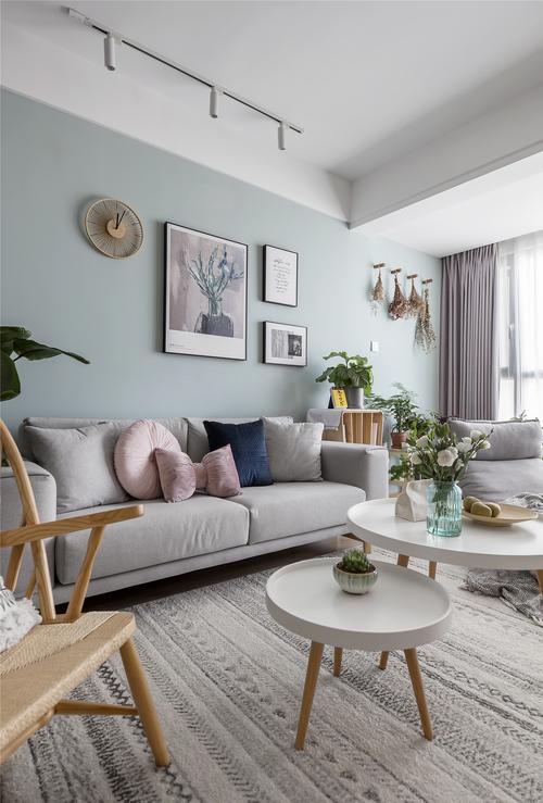 现代小清新客厅室内布艺沙发装饰效果图
