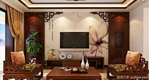 欧式新古典风格客厅瓷砖电视背景墙