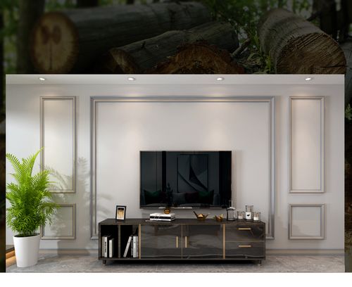 免漆灰色实木线条覆膜轻奢电视背景墙边框装饰包覆木线条造型边条