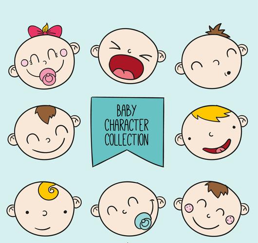 8款可爱婴儿表情头像矢量素材