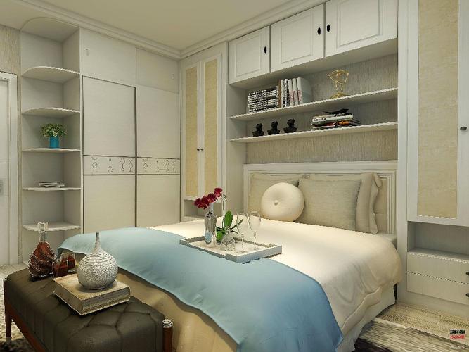 主卧室主要是考虑实用的储藏功能连体大衣柜及背景墙的衣柜吊柜都