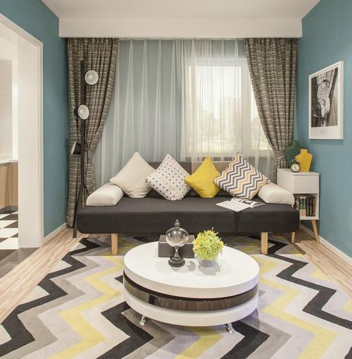 北欧风格样板房客厅地毯案例效果图
