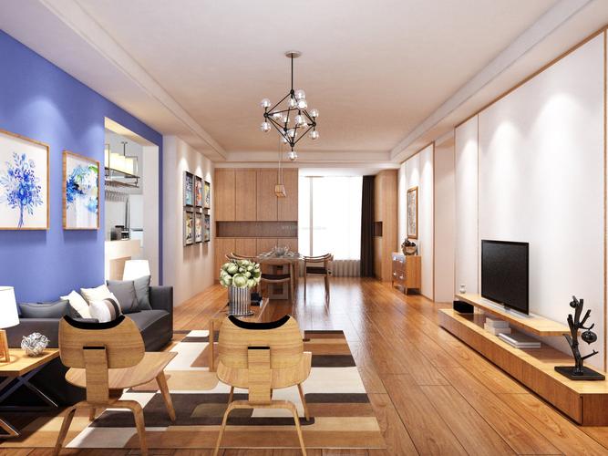 现代简约客厅实木装修效果图欣赏