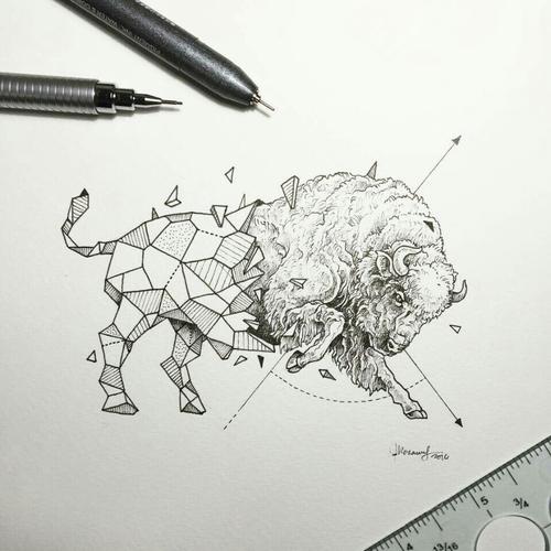 几何体动物插画