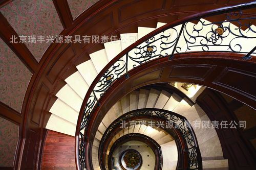 北京专业家具厂家订做别墅会所酒店使用木质雕花扶梯图片大全北京