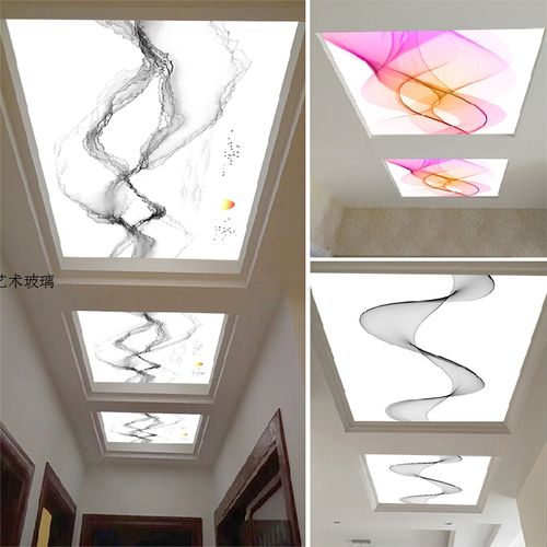 新款艺术玻璃天花吊顶走廊过道玄关透光新中式现代简约灯箱畅想
