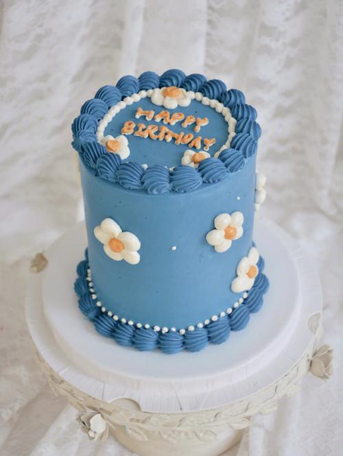 4英寸加高蓝色复古蛋糕
