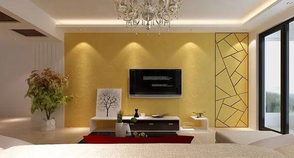 金黄色硅藻泥背景墙装修效果图
