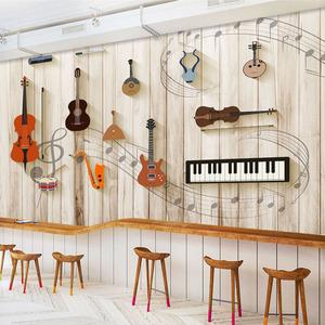 钢琴小提琴工作室壁纸音乐培训教室装饰3d壁画乐器琴行背景墙纸