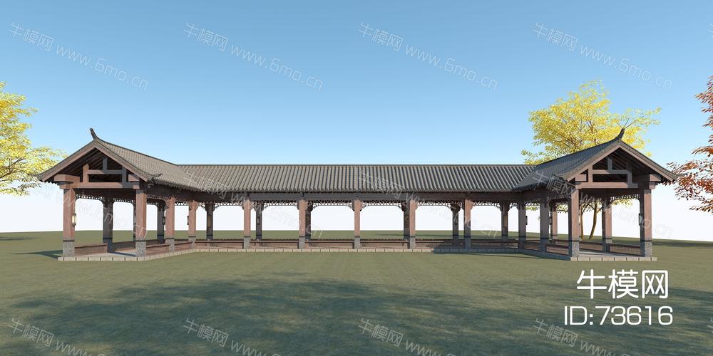 的中式园林景观效果图素材免费下载本作品主题是新中式长廊3d模型id