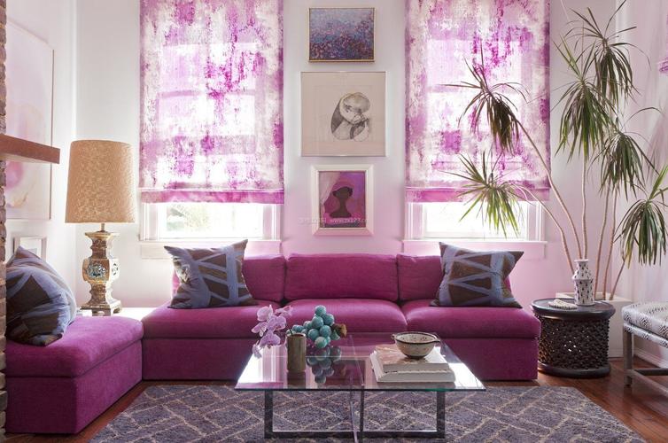 2022客厅地毯与紫色沙发搭配图片装信通网效果图