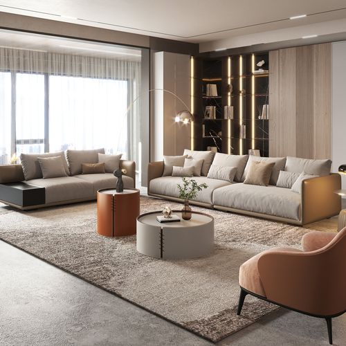 纳威布艺沙发客厅现代简约2023年新款意式极简轻奢日式侘寂风家具