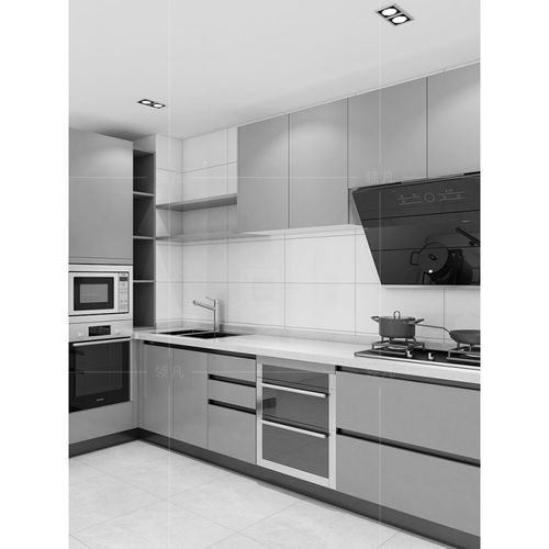 现代高级灰色全屋家居整体厨房橱柜定制开放式厨房柜厨柜装修定做闪电