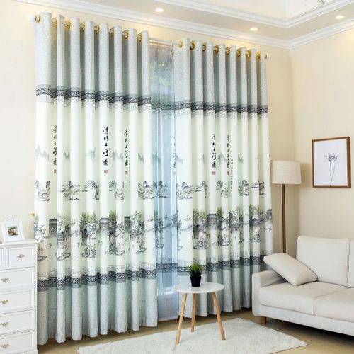 新款窗帘中式中国风清明上河图梅兰竹菊客厅卧室成品窗帘
