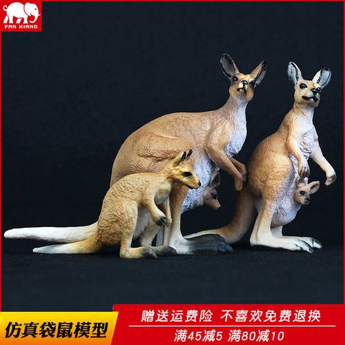 仿真动物园澳大利亚袋鼠玩具动物模型实心塑胶男儿童认知摆件礼物