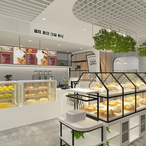 蛋糕店装修设计效果图制作室内设计面包烘焙餐饮店小吃甜品店设计