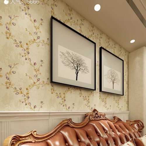 美式复古高档壁纸壁布卧室客厅装修效果图wall