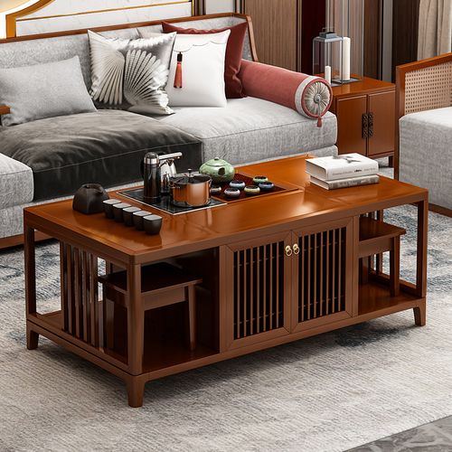 新中式实木多功能功夫升降茶几客厅家用小户型电动餐桌两用茶桌