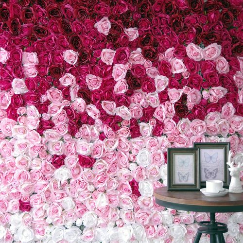 仿真绢花拍照背景墙婚礼开业商场室内装饰植物墙网红花墙玫瑰花墙