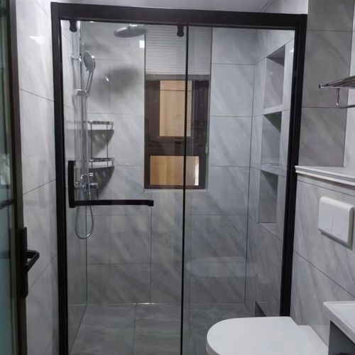 淋浴房一字型304不锈钢卫生间隔断干湿分离淋浴房玻璃隔断定制