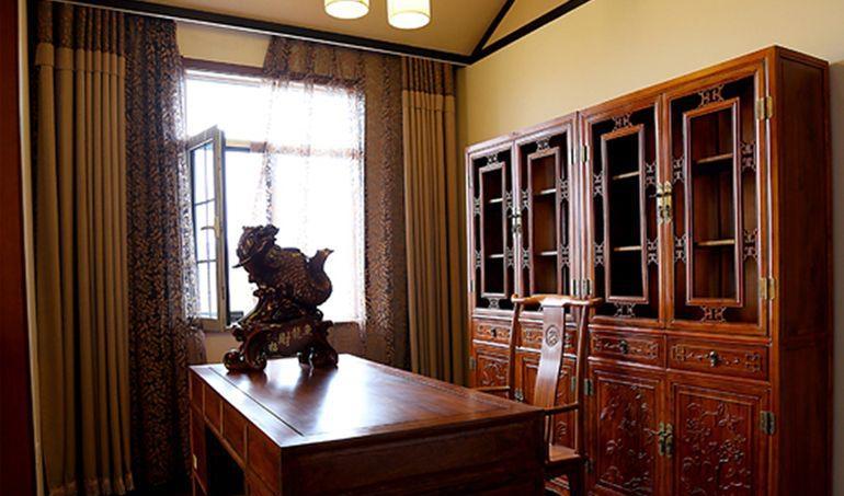 中式古典三居室书房书柜装修图片效果图大全