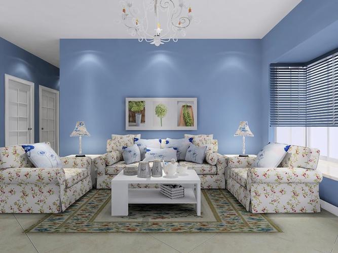 简约客厅装修效果图片蓝色系列的客厅装修效果图客厅墙纸装修效果图