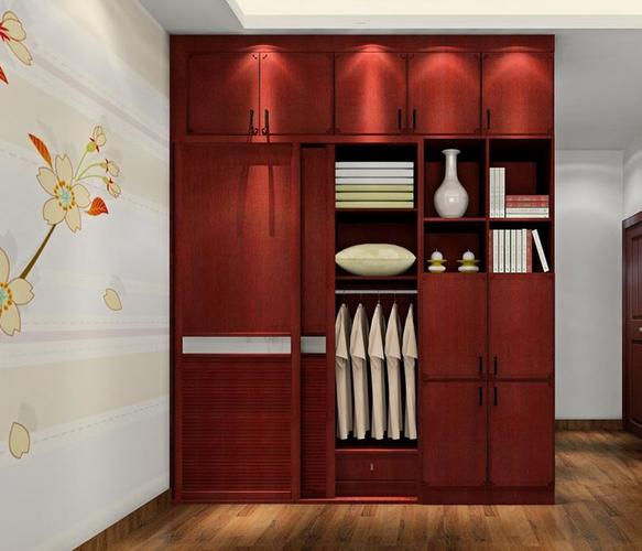中式风格实木推拉门衣柜图片红色衣柜图片