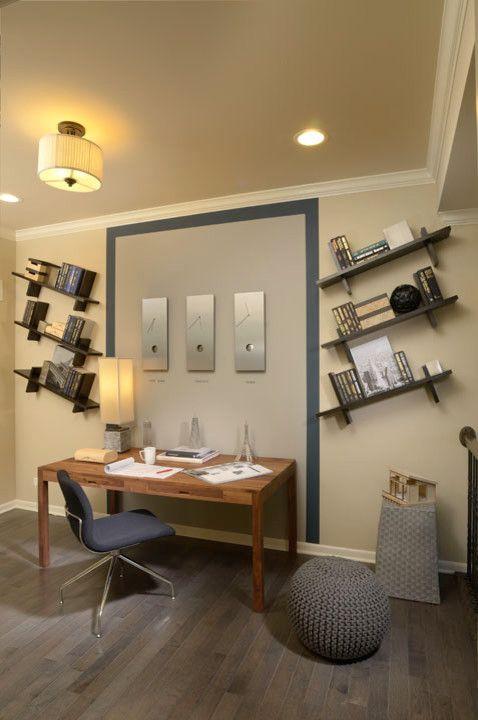 2013现代风格两室一厅小房间书房背景墙装修效果图