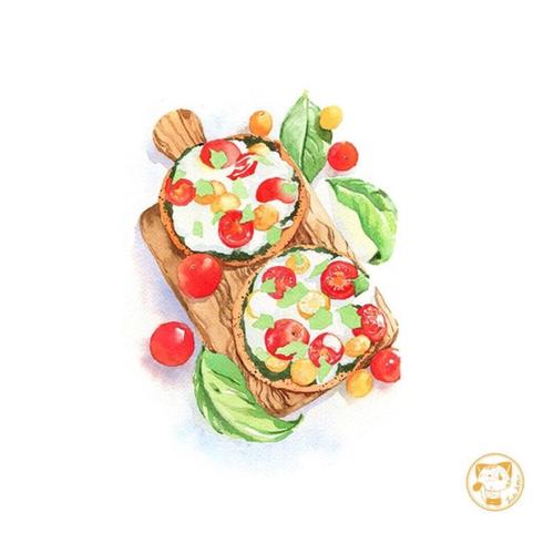 插画水彩食物手绘美食甜品甜食作者微博麦片小猫