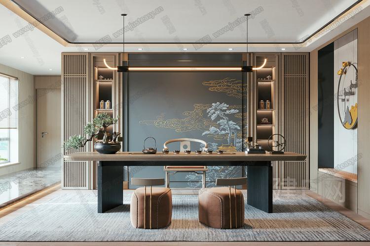模型下载3d新中式茶室