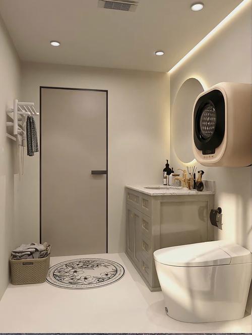 小户型卫生间这样装丨干湿分离浴室运用浅灰色瓷砖搭配水磨石高级感