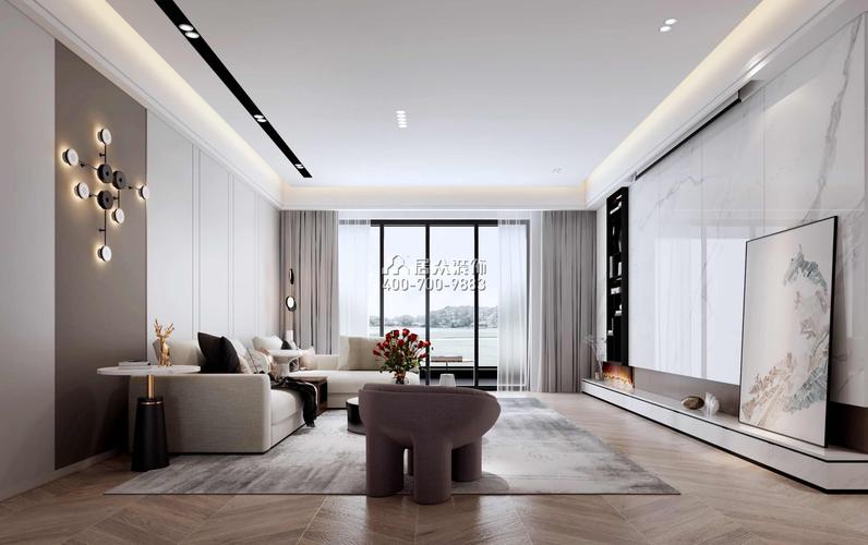 观园200平方米现代简约风格平层户型客厅装修效果图