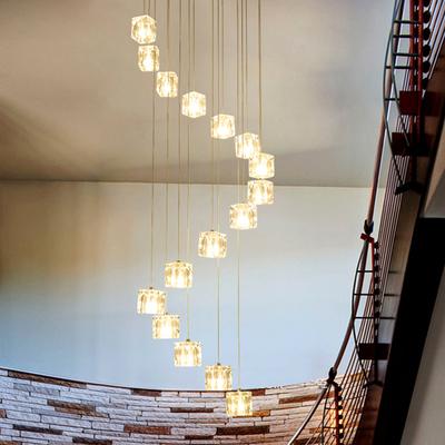 楼梯间吊灯现代简约复式楼过道走廊玄关创意个性玻璃led螺旋吊灯