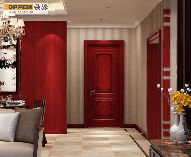 室内红门装修效果图红木门装修图片