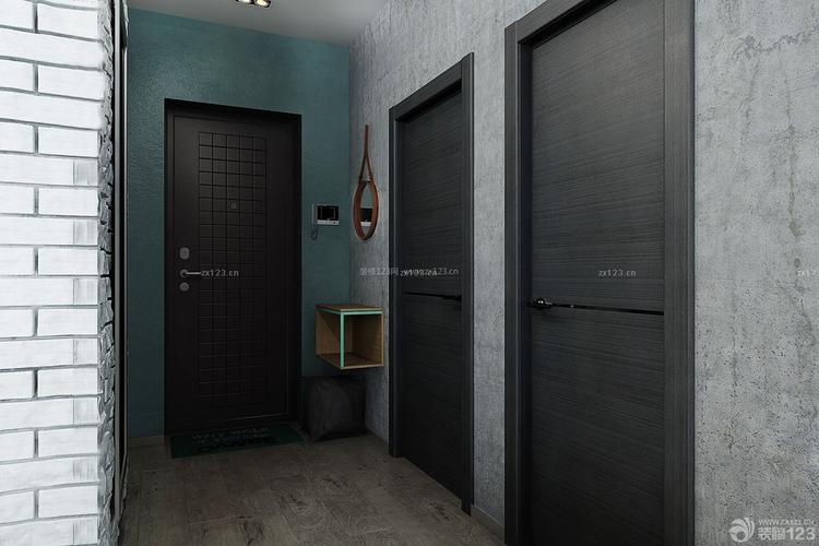 90平方米三室一厅黑色门装修效果图片