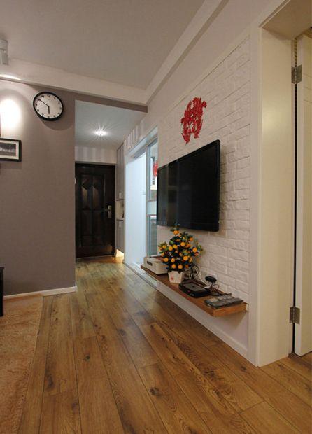一室一厅小户型现代简约风格46平方米房屋客厅电视背景墙装修效果图